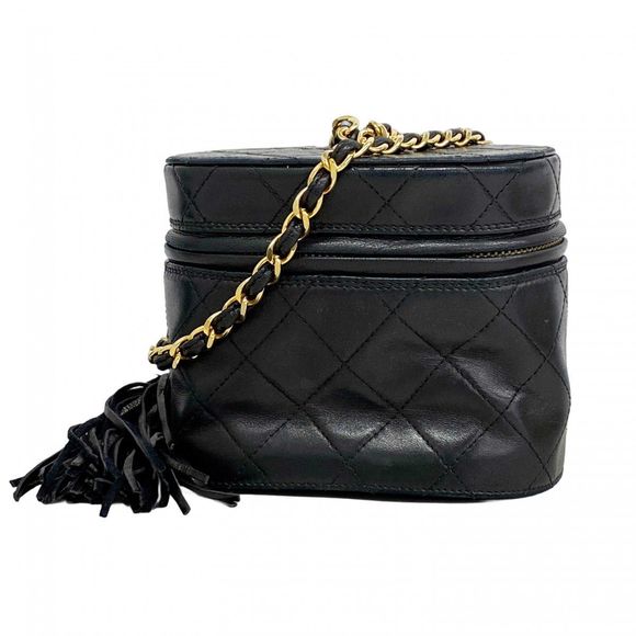 Chanel Matelasse Shoulder Bag Black Lambskin Gold Hardware  Women's - Picture 1 of 16